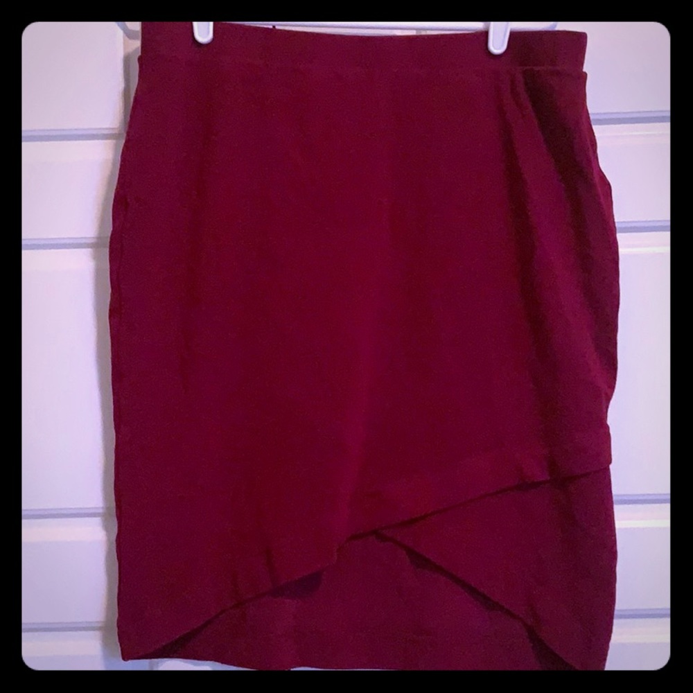 FOREVER 21 CRANBERRY WINE WRAP SKIRT 2XL